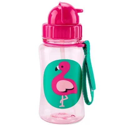 Sticla cu pai Zoo Flamingo, 384.5ml, Skip Hop
