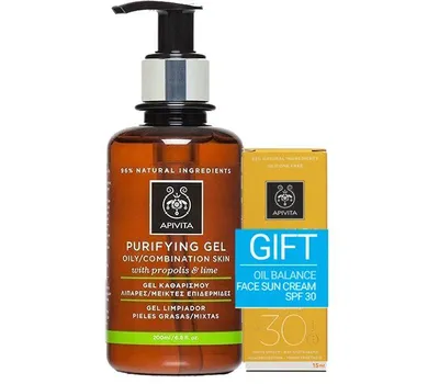 Apivita Pachet Gel demachiant 200ml + Protectie solara SPF30 15ml