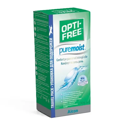 Solutie pentru intretinerea lentilelor de contact Opti-Free Pure Moist, 90 ml, Alcon