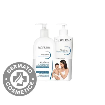 Pachet Balsam Atoderm Intensive 500ml + Gel spumant Atoderm Intensive 500ml, Bioderma