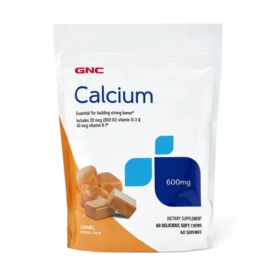GNC CALCIUM 600 MG CU AROMA DE CARAMEL X 60 CARAMELE