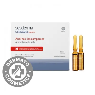 Tratament intensiv impotriva caderii parului Seskavel Growth, 12 fiole x 8ml, Sesderma