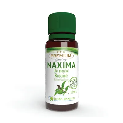 Ulei esential de busuioc Maxima, uz extern,10 ml, Justin Pharma