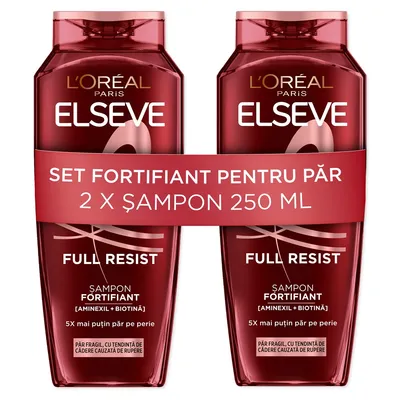 Pachet Sampon fortifiant pentru par fragil cu tendinta de cadere Full Resist, 250 ml + 250 ml, Elseve