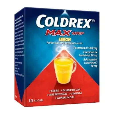 Coldrex Maxgrip Lemon pulbere pentru suspensie orala, 10 plicuri, Perrigo