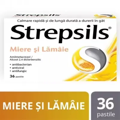 Strepsils miere si lamaie, 36 pastile, Reckitt Benckiser