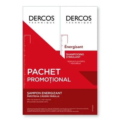 Pachet Sampon energizant impotriva caderii parului Aminexil Dercos, 200ml + 200ml, Vichy
