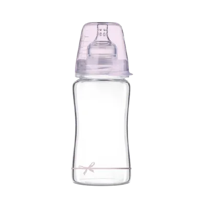 Biberon sticla fete Diamond Glass Baby Shower, 250ml, LOVI