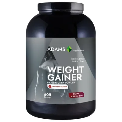 Weight Gainer cu aroma de capsuni, 3000g, Adams Vision