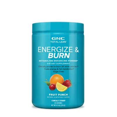 Formula pentru accelerarea metabolismului total Lean energize & Burn cu aroma de punch de fructe, 276g, GNC