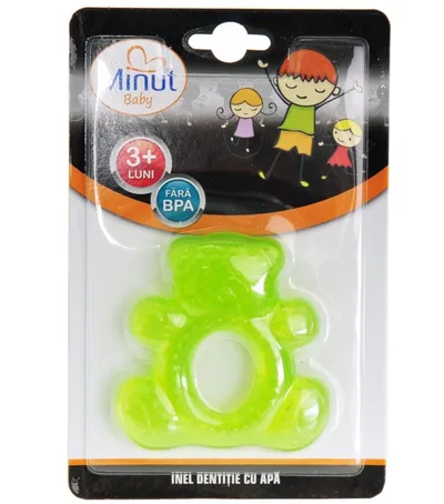 Inel dentitie cu apa ursulet Baby, 1 bucata, Minut