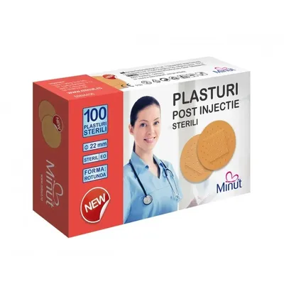 Plasturi post injectie rotunzi, 22mm, 100 bucati, Minut