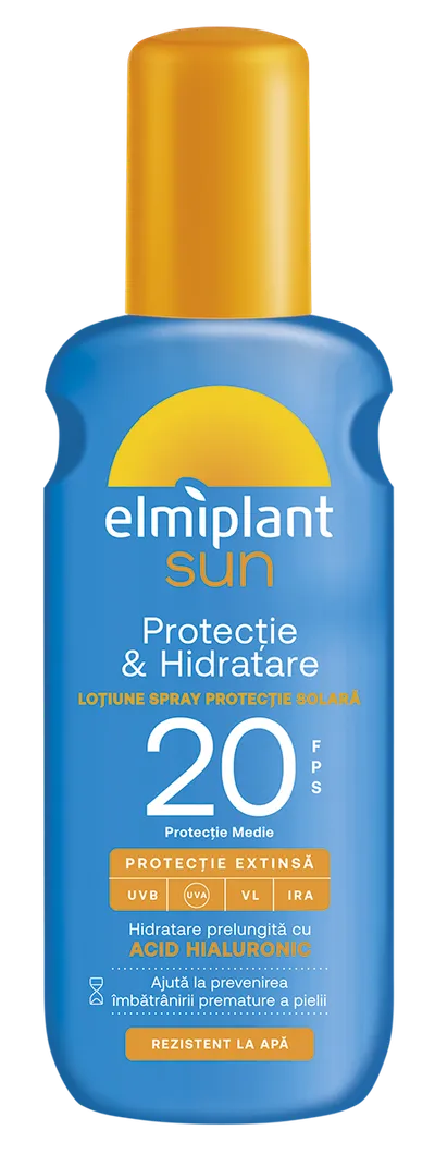 Lotiune spray cu protectie solara SPF20 Protectie & Hidratare Sun, 200ml, Elmiplant