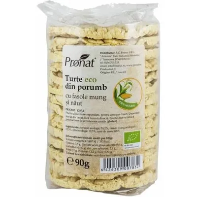 Turte din porumb cu fasole mung si naut Bio, 90g, Pronat