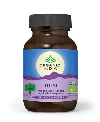 ORGANIC INDIA TULSI MINTE CALMA SI INGRIJIRE SISTEM RESPIRATOR BIO 60 CAPSULE