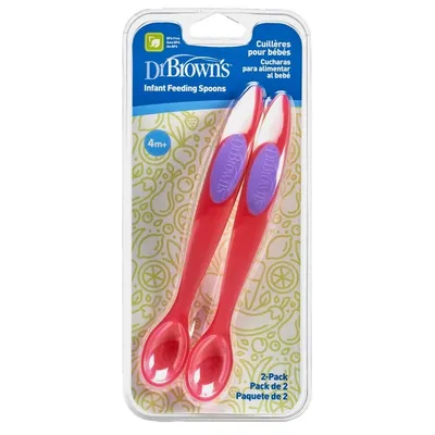 Lingurite roz adanci pentru bebelusi, 2 bucati, Dr. Brown's