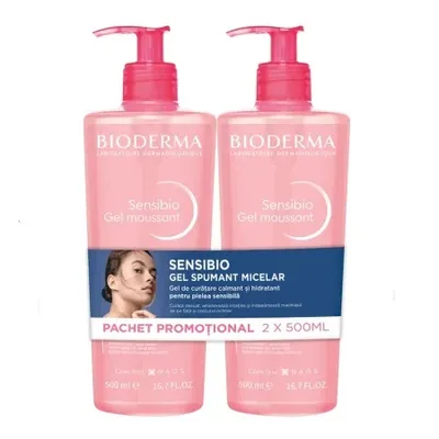 Pachet Gel Spumant Calmanta si Hidratant Sensibio 2x500 ml – Bioderma