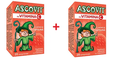 Pachet Ascovit 100mg de capsuni 1+1 Gratuit, 2 x 20 capsule, Omega Pharma