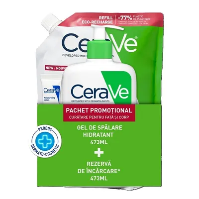 PACHET PROMO GE DE SPALARE HIDRATANT 473ML+REZERVA DE INCARCARE 473ML+LOTIUNE HIDRATANTA 3ML CERAVE