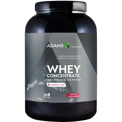 Pudra proteica cu aroma de zmeura Whey Concentrate Protein, 908g, Adams Vision