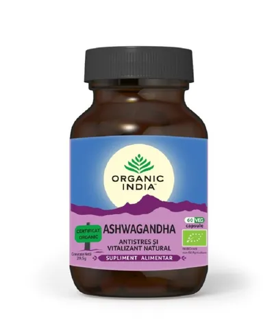 ORGANIC INDIA ASHWAGANDHA ANTISTRES SI ENERGIZANT NATURAL 60 CAPSULE VEGETALE