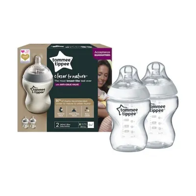 Biberon Closer to Nature, 260 ml, PP, 0 luni +, 2 buc, Tommee Tippee
