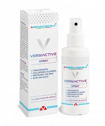 Spray emulsie fluida pentru corp si scalp Versiactive, 100 ml, Braderm