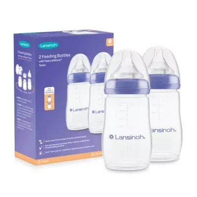 Biberon cu tetina din silicon flux mediu, 240ml, 2 bucati, Lansinoh