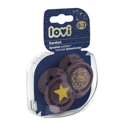 Suzeta din silicon Dynamic Stardust violet pentru 0-3 luni, 2 bucati, Lovi