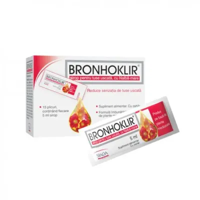 Bronhoklir Sirop Tuse Uscata 5 ml, 15 plicuri, Hemofarm