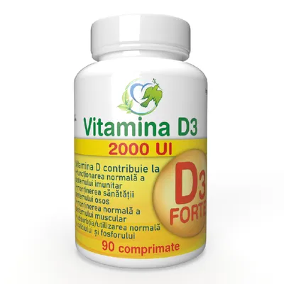 Vitamina D3 2000 UI, 90 comprimate, Justin Pharma