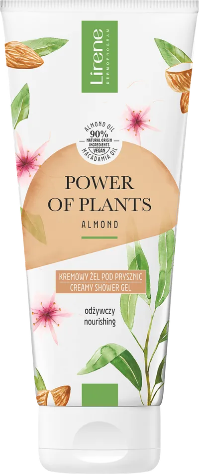 Gel de dus hranitor cu extract de migdale Migdale Power of Plants, 200ml, Lirene