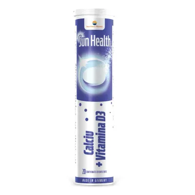 Sun Health Calciu-Vitamina D3, 20 comprimate efervescente, Sun Wave Pharma