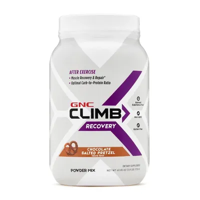Pudra pentru recuperare cu aroma de ciocolata si covrigei sarati Climb Recovery, 1725g, GNC
