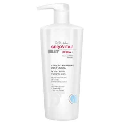 Crema corp pentru piele uscata H3 Derma+, 500 ml, Gerovital