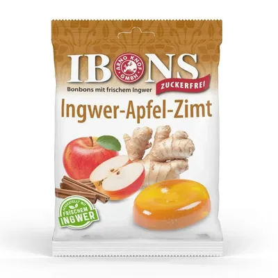 Ghimbir cu Mere și Scorțișoară, dropsuri, 75g, Ibons