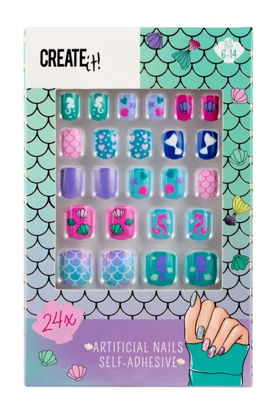 Set unghii false autoadezive Mermaid, 24 bucati, Create it!