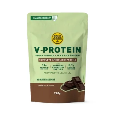 Pudra proteica vegetala cu aroma de ciocolata V-Protein, 720 g, Gold Nutrition