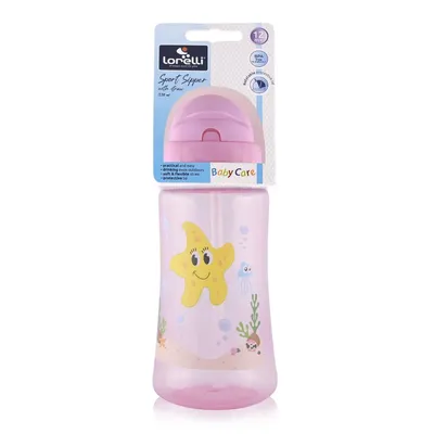 Cana sport cu pai moale pentru +12 luni roz, 330ml, Lorelli