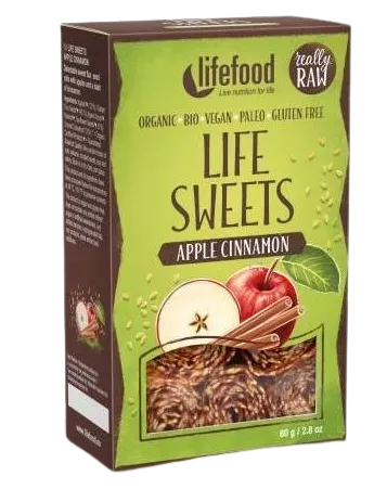 Rulouri de in cu mar si scortisoara Bio, 80g, Lifefood