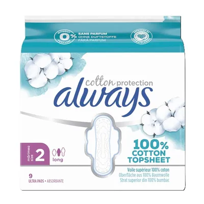 Absorbante din bumbac Ultra Cotton Protection, Marimea 2, 9 bucati, Always