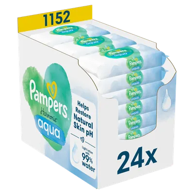 Pachet Servetele umede Harmonie Aqua, 24 x 48 bucati, Pampers