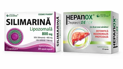 Silimarină Lipozomală 800 mg, 30 Capsule Vegetale + Hepanox Protect Detox, 30 Capsule, Cosmopharm