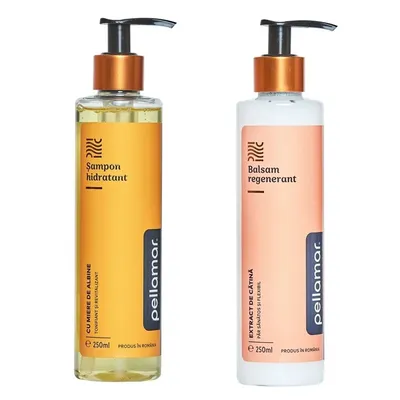 Set Sampon hidratant cu miere de albine + Balsam regenerant cu extract de catina Beauty Hair Deluxe, 250 ml + 250 ml, Pellamar