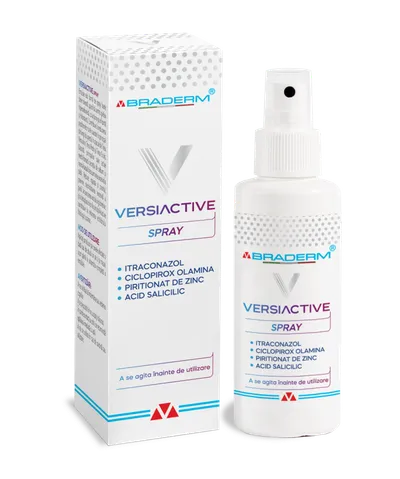 Spray cu emulsie fluida pentru corp si scalp Versiactive, 100 ml, Braderm
