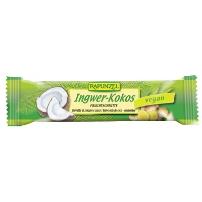 Baton Bio cu ghimbir si cocos vegan, 40g, Rapunzel