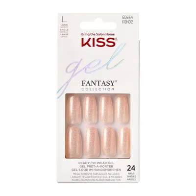Unghii false Fantasy Glitter Rock Candy Long Coffin, 24 bucati, Kiss