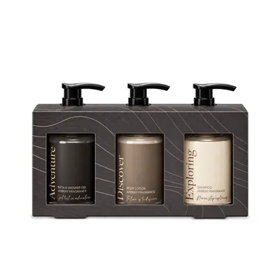 Set pentru barbati cu Gel de dus + Lotiune de corp + Sampon, 3x180ml, Treffina