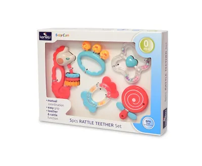 Set 5 jucarii zornaitoare diverse forme 0 luni+, Lorelli