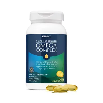 GNC TRIPLE STRENGTH OMEGA COMPLEX 90 CAPSULE GELATINOASE